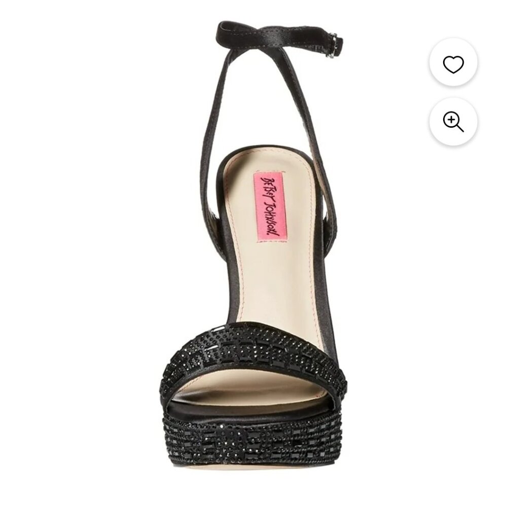 Betsey Johnson Black Sparkle Platform Sandals sz 9.5